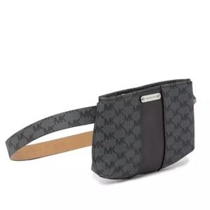 Michael Kors Adjustable Belt Bag Fanny Pack MK Signature Black Gray Logo L/XL